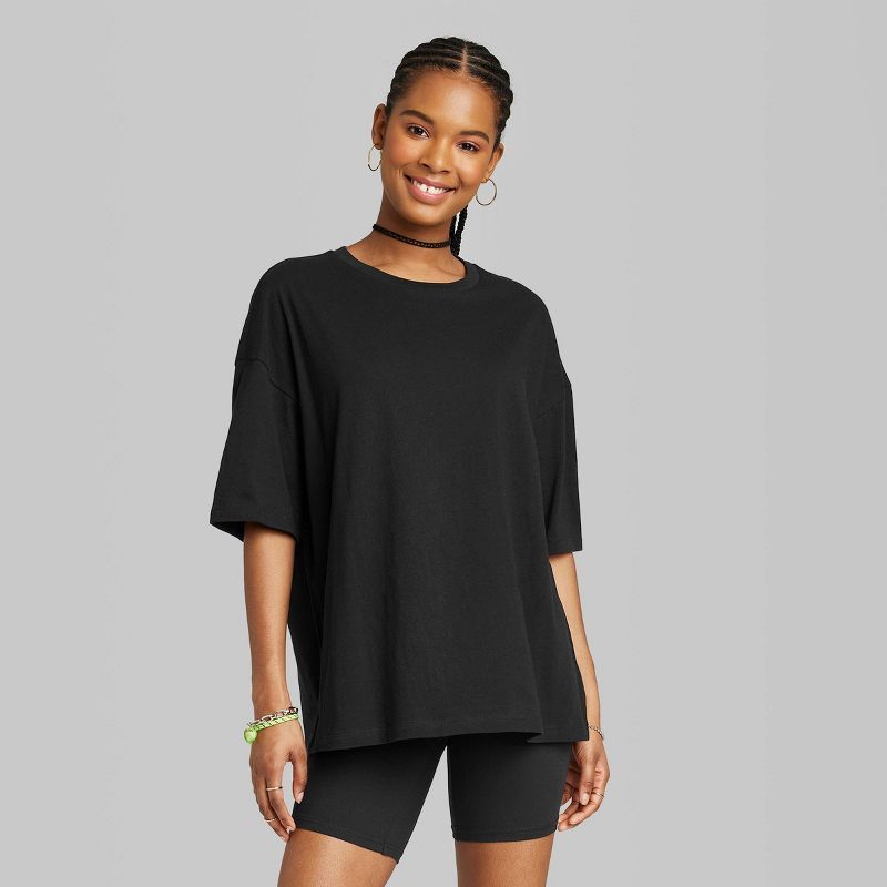 Women&#39;s Short Sleeve Relaxed Fit T-Shirt - Wild Fable&#8482; Black M | Target