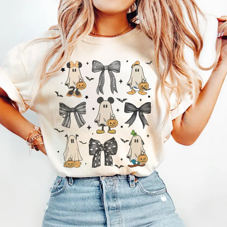 Mickey and Friends Ghost Coquette Bow Halloween Shirt, Disney Mickey's Not so Scary Party Tee, Di... | Etsy (US)