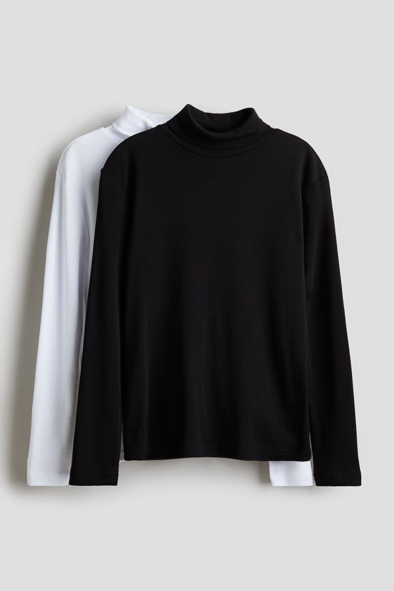 H & M - 2-pack Cotton Turtleneck Shirts - Black | H&M (US + CA)