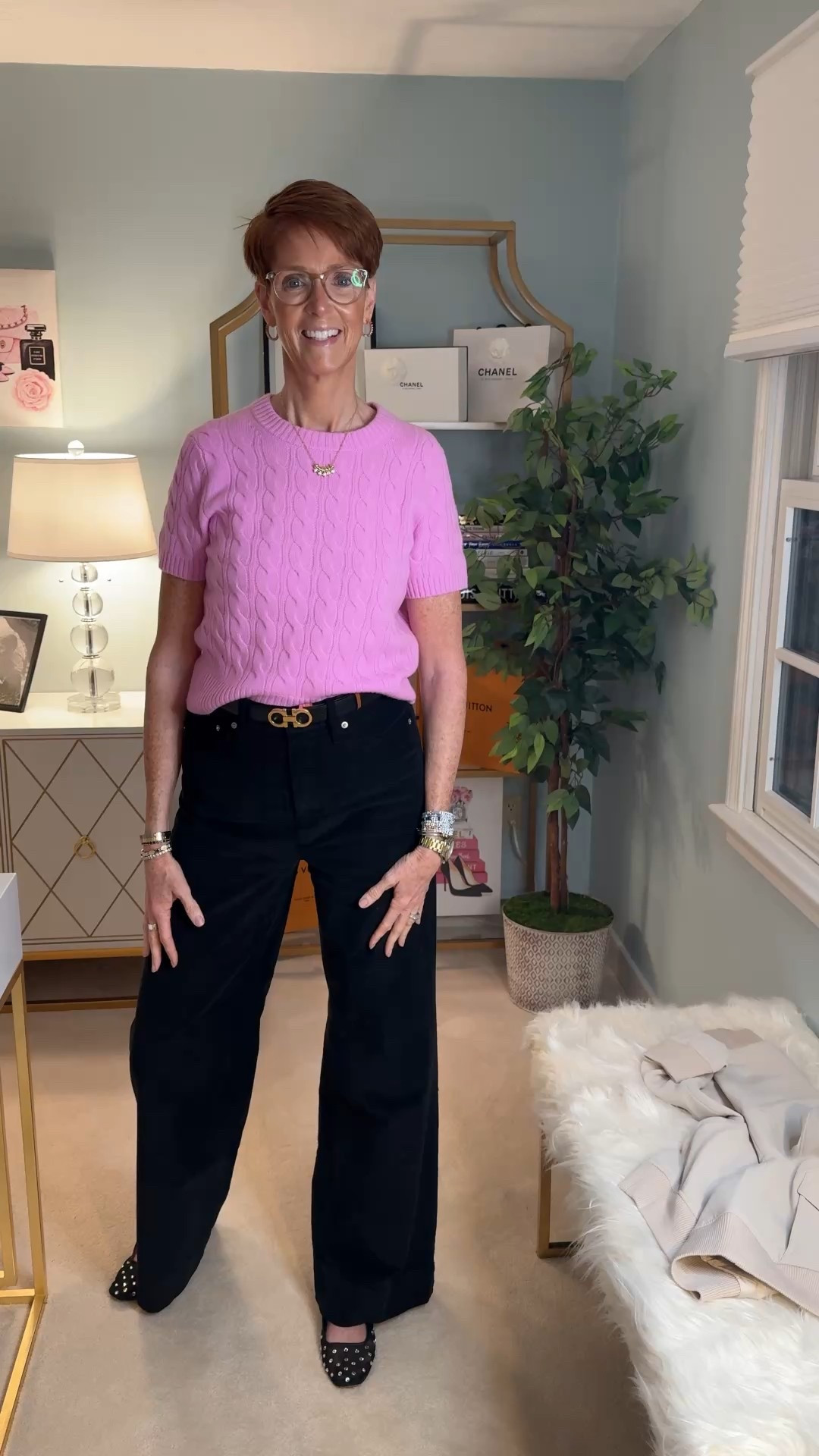 OOTD JCrew short sleeve cable knit cashmere sweater size medium
JCrew black corduroy pants size 8 tall

#LTKootd #LTKOver40 #LTKTall