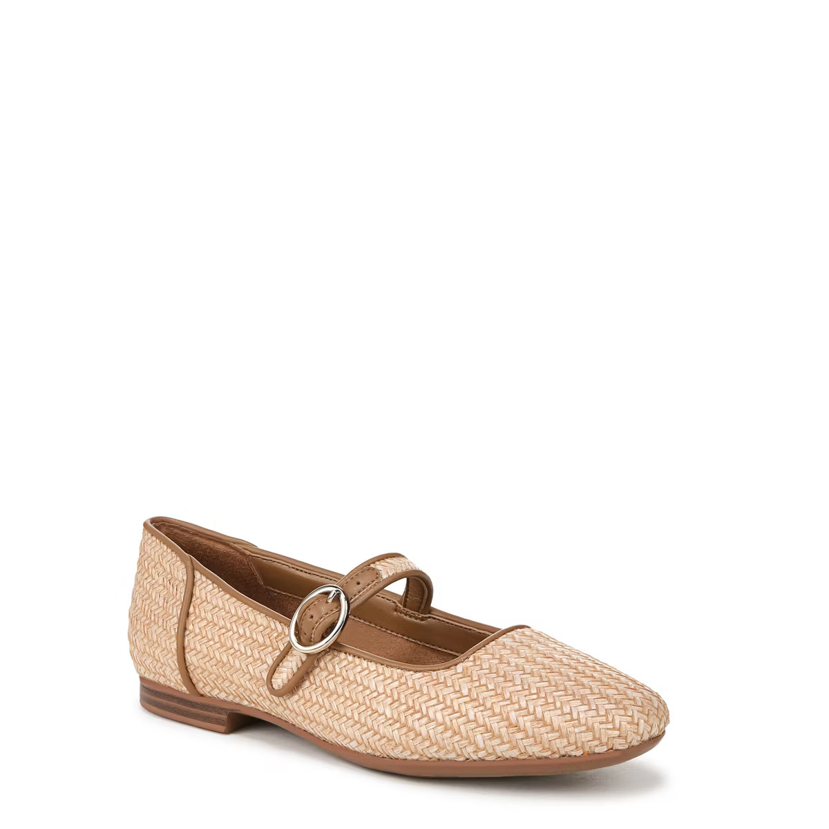 Naturalizer Womens Kelly Mary Jane Flat Tan Straw/Toffee Brown 8 W | Target