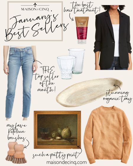 Last month’s best sellers include my fave jeans, a super flattering blazer, gorgeous organic tray, my fave hair treatment, the best dish brushes, and more!

#winterdecor #artwork #print #walldecor #homedecor #winteroutfit #straightlegjeans #sweater 

#LTKhome #LTKover40 #LTKfindsunder50