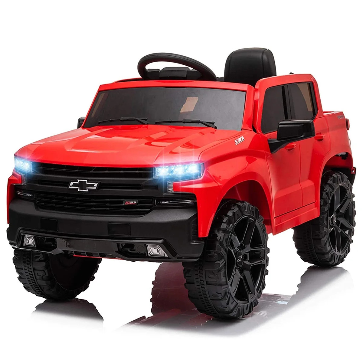 Chevrolet Silverado 12V Kids Electric Ride on Toy Car with Remote Control, Storage Truck, LED Lig... | Walmart (US)
