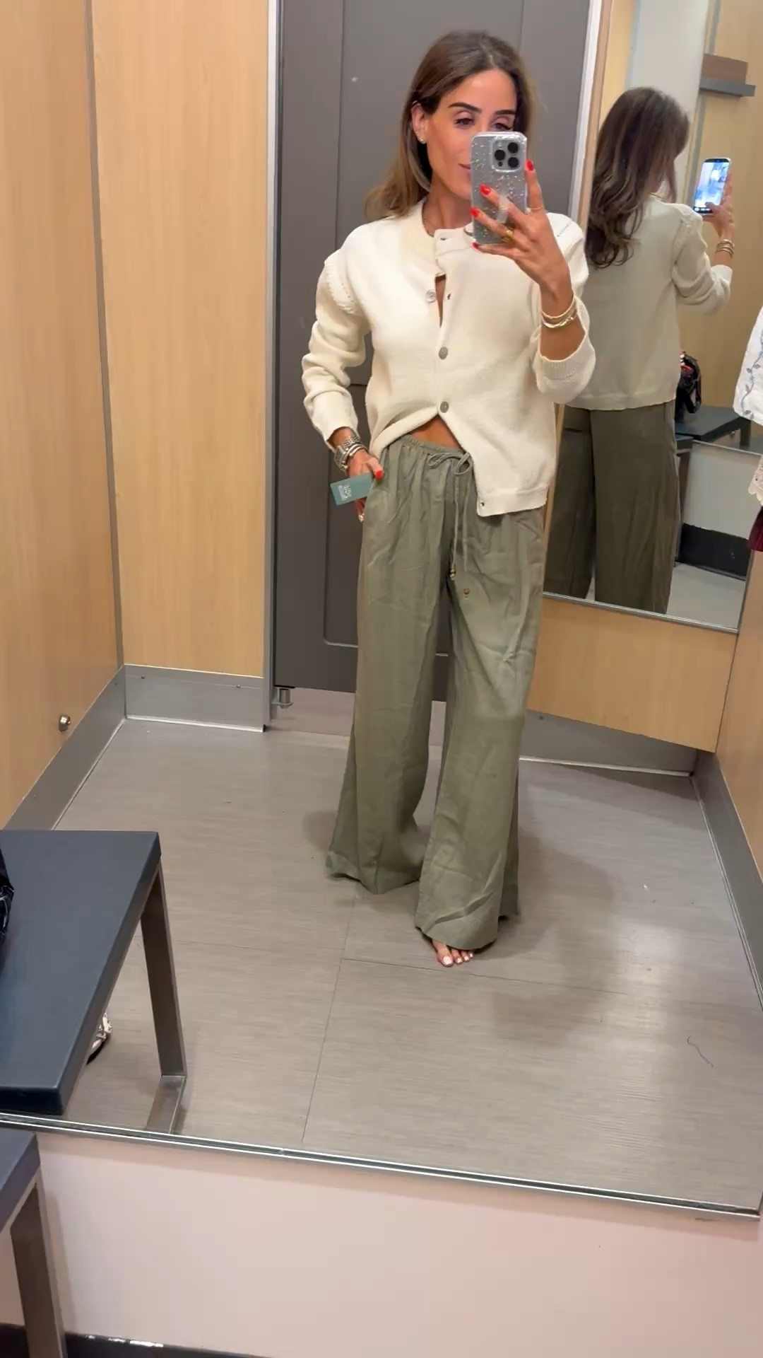 Target wide leg olive linen pants size xxs with this adorable high end looking cardigan size xxs

#LTKPetite #LTKSaleAlert #LTKootd