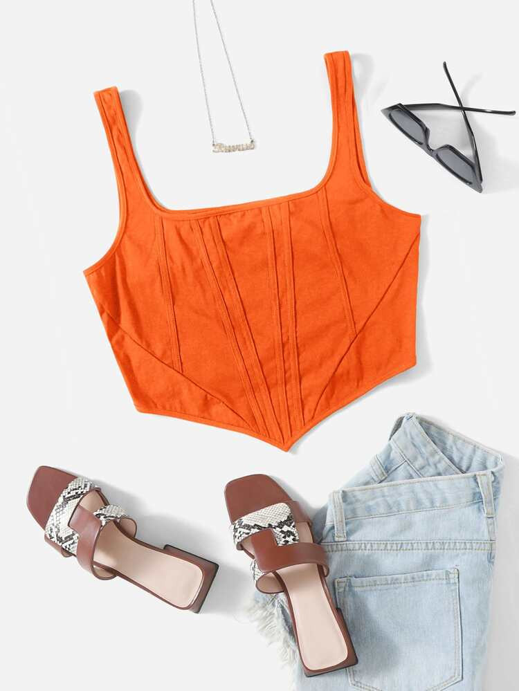 SHEIN EZwear Plus Asymmetrical Hem Crop Tank Top | SHEIN