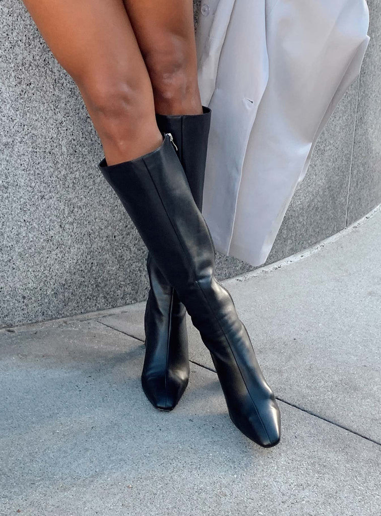 Sawyer Knee High Boots Black | Princess Polly US