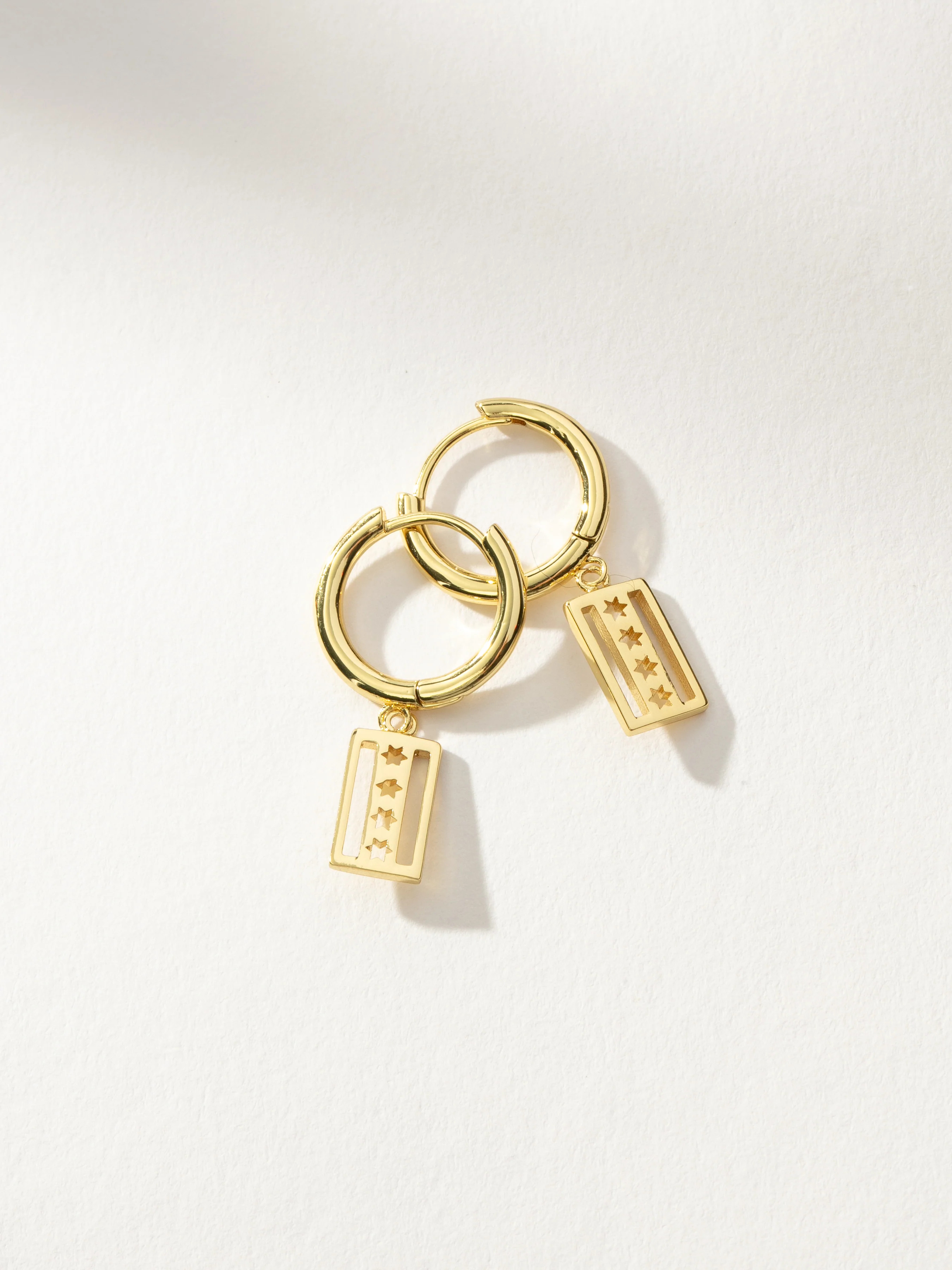 Chicago Flag Huggie Earrings in Gold | Uncommon James | Uncommon James