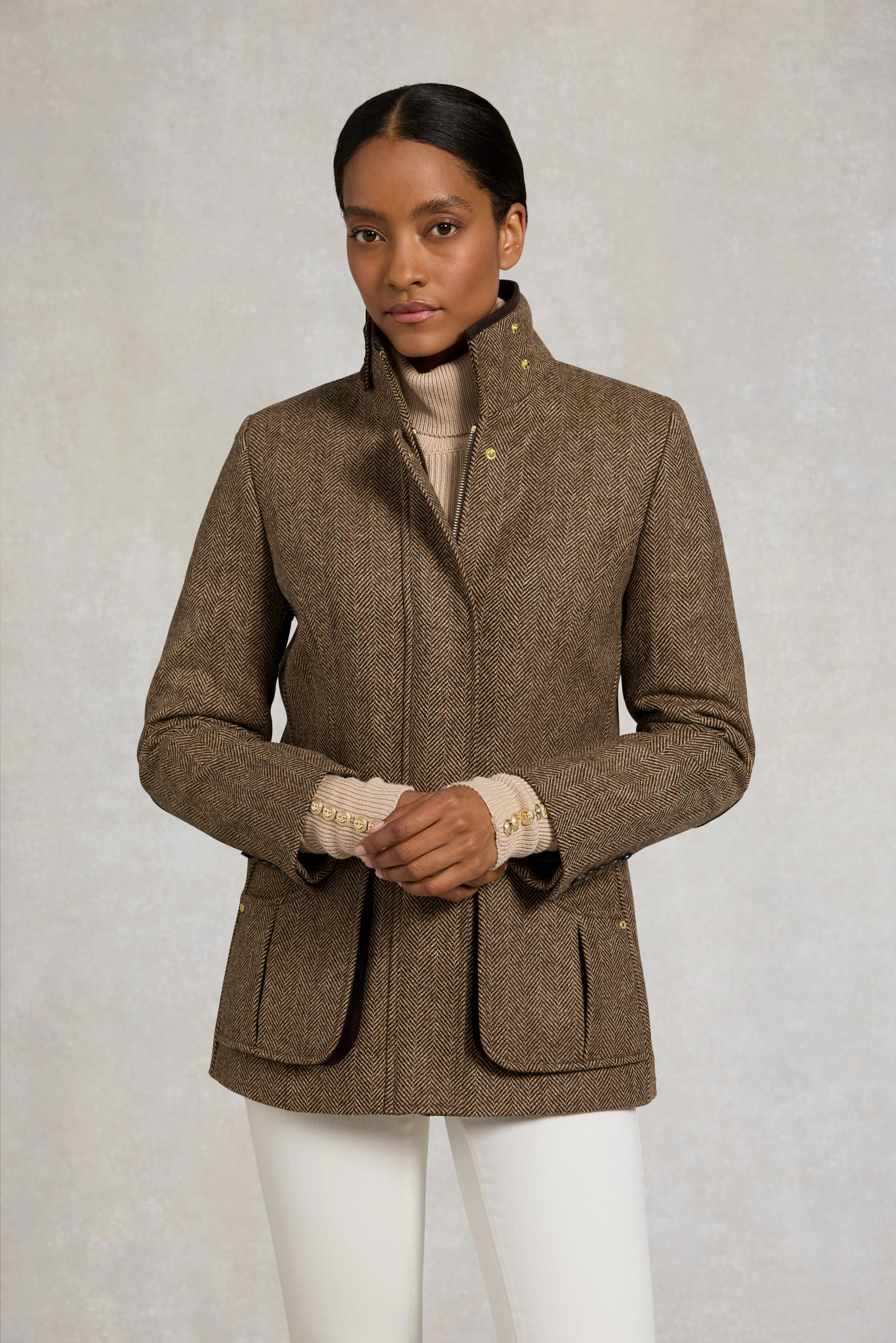 Country Classic Jacket (Large Scale Brown Herringbone) | Holland Cooper