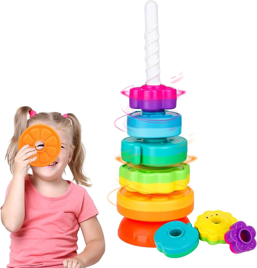 Educational Baby Spinning Stacking Toy, Stacking Rings Baby Toy, Montessori Learning Toys for Tod... | Amazon (US)