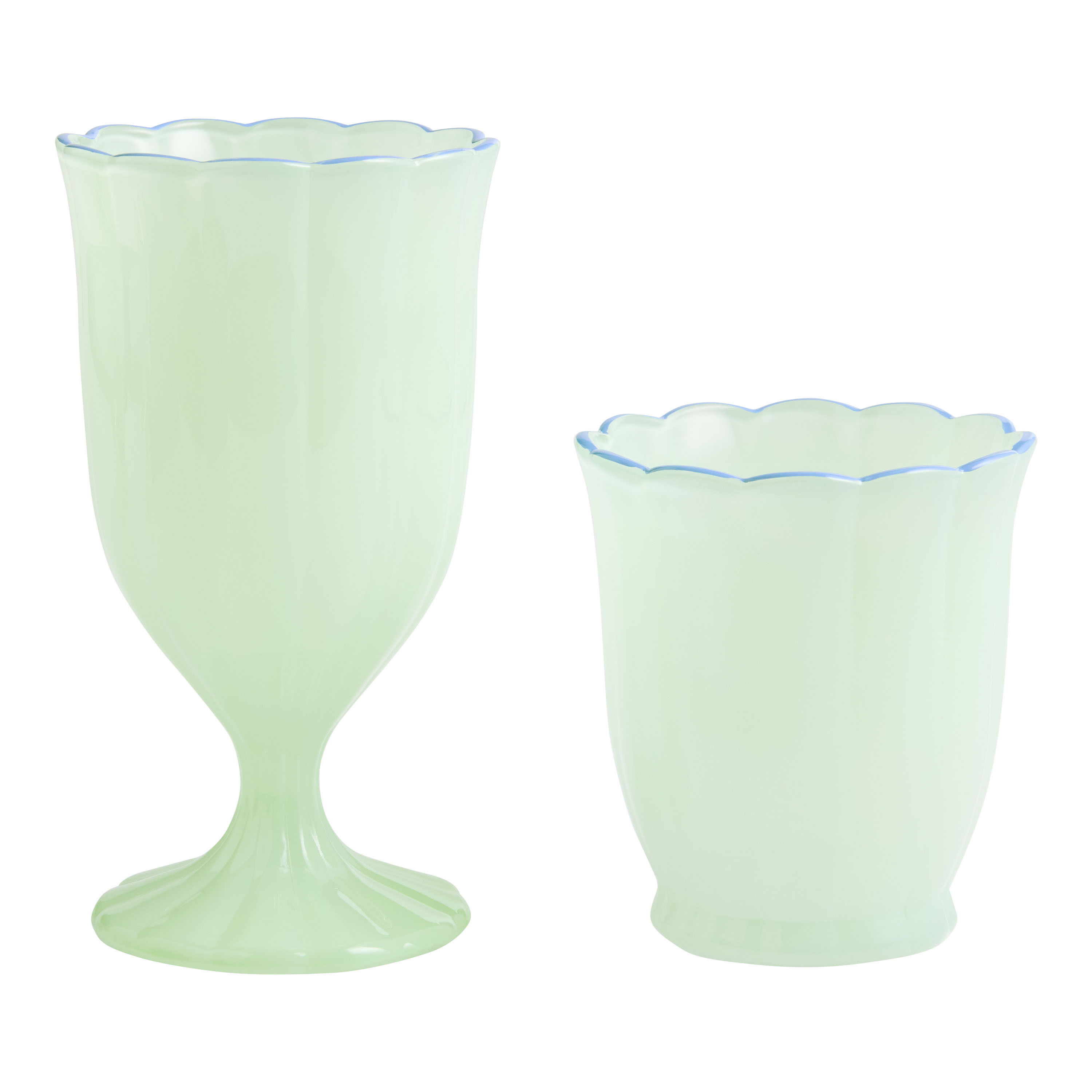 Dahlia Mint and Blue Milky Bar Glass | World Market