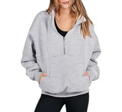 ANRABESS Women’s Oversized Quarter Zip Sweatshirt Long Sleeve Drop Shoulder Pullover Fleece Hal... | Amazon (US)