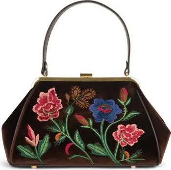 Frame Floral Embroidered Velvet Shoulder Bag | Nordstrom