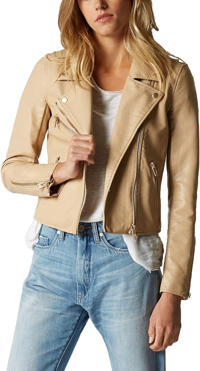 [BLANKNYC] womens Luxury Clothing Semi Fitted Vegan Leather Motorcycle Jacket | Amazon (US)