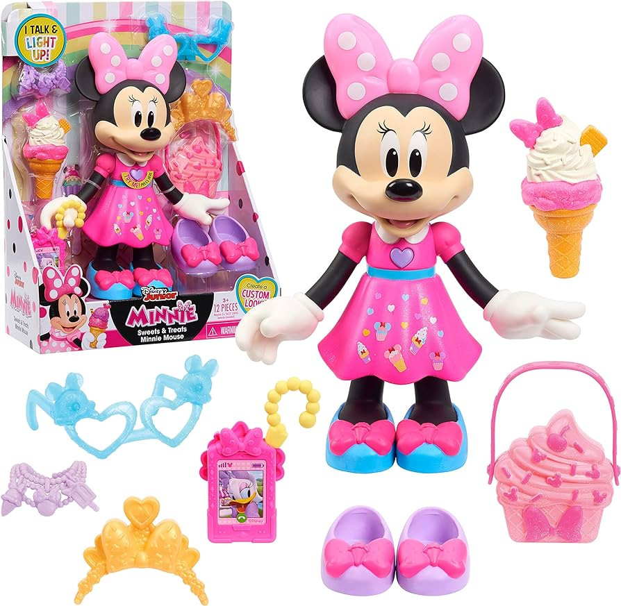 Disney Junior Sweets & Treats Minnie Mouse, Interactive 10-Inch Doll with Lights, Sounds, and Acc... | Amazon (US)
