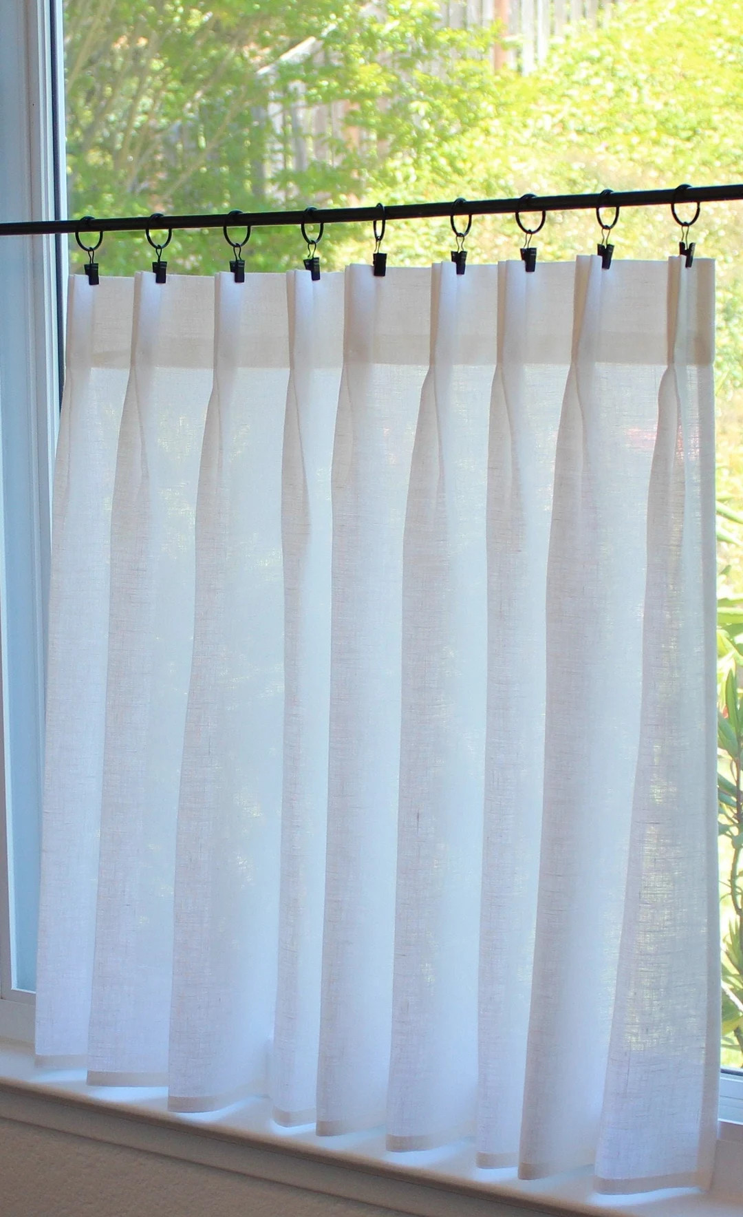 White Pleated Cafe Curtains Made With 100% Semi Sheer - Etsy | Etsy (US)