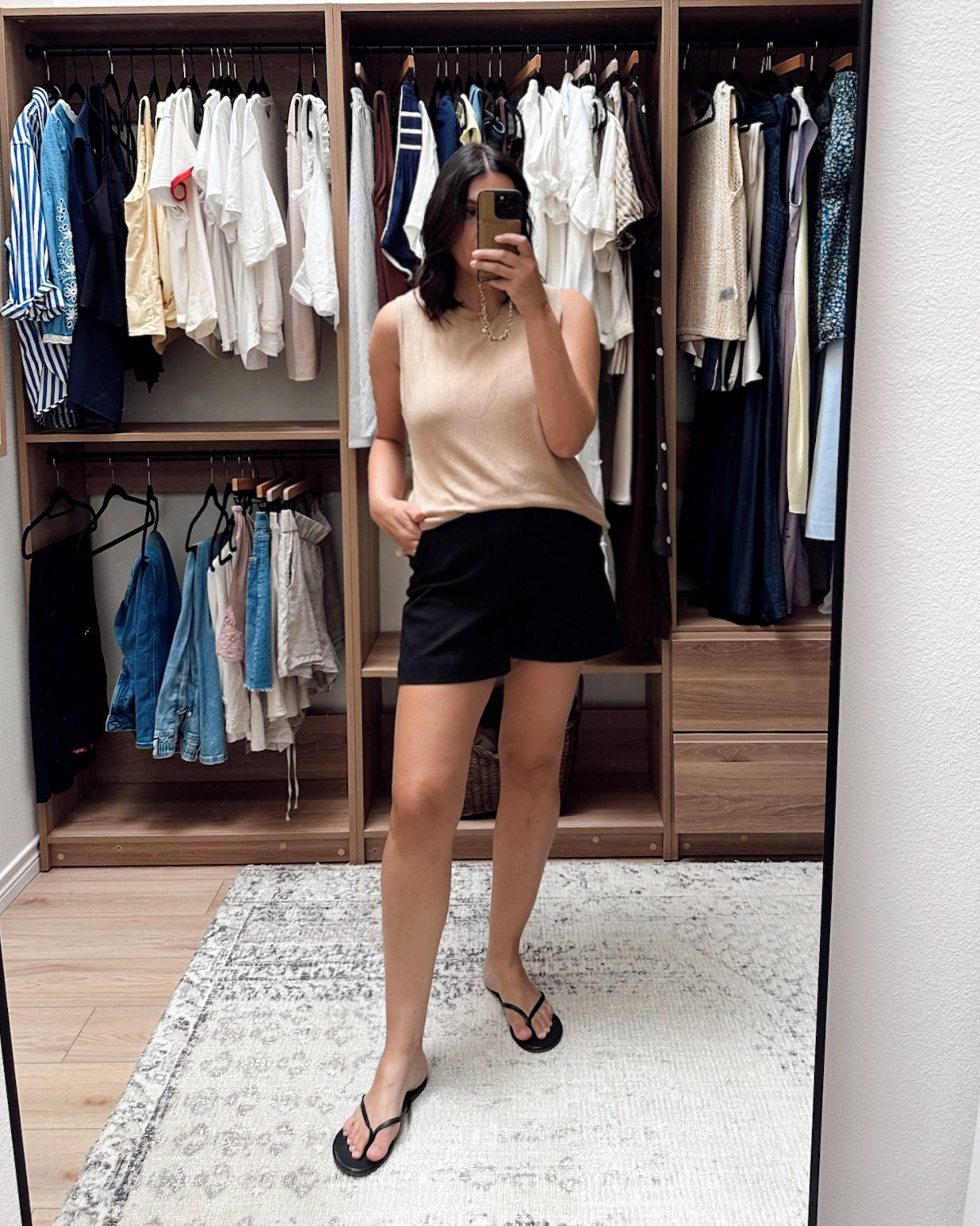 One of my favorite sweater tanks from last summer! It runs quite generous, I'm in the large. Lightweight which is perfect for right now and layering into the fall. 

Im in the large of the @spanx shorts, they run TTS>  

 