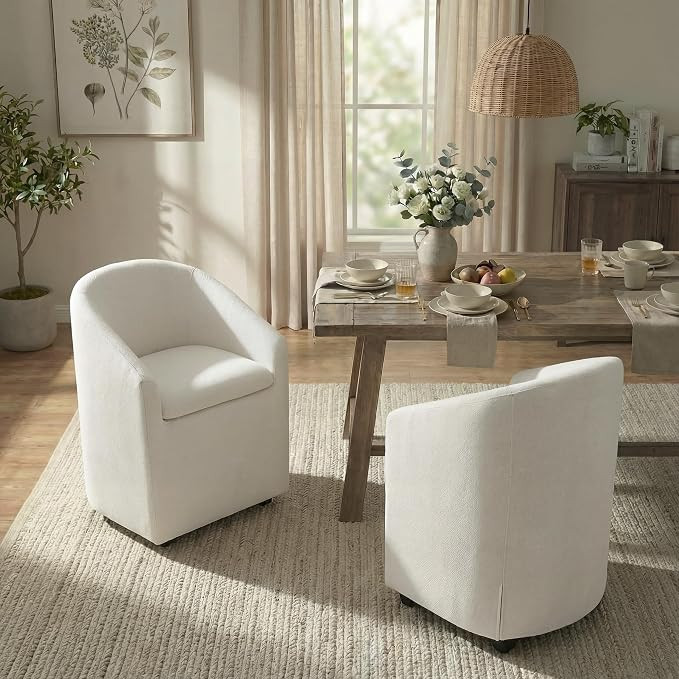 KISLOT Upholstered Dining Chairs with Casters, Washable Cover Modern Dining Room Chairs with Barr... | Amazon (US)