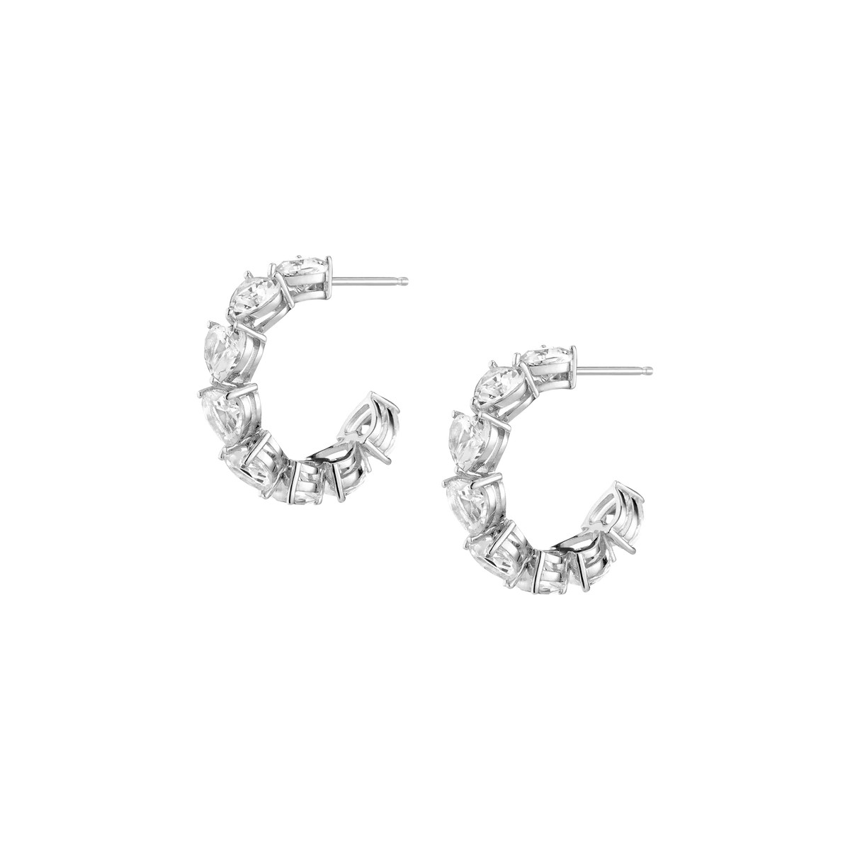 Lab Grown White Sapphire Heart Hoop Earrings | AUrate New York