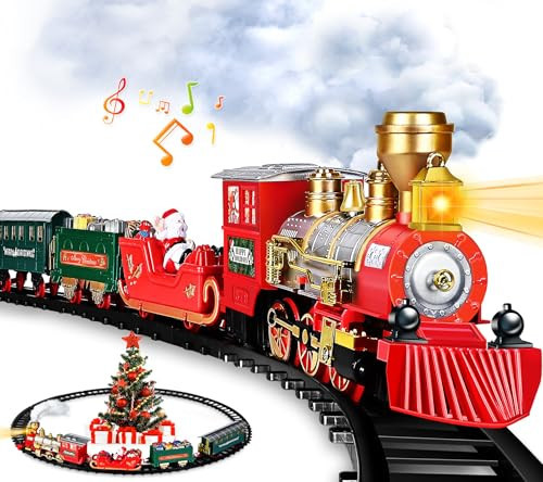 SpringFlower Christmas Train Set, Train Under Christmas Tree, Electric Train Toy for Boys and Girls, Train Toy with Light Smoke and Sound, Christmas Train Gifts for 3 4 5 6 7 8+ Year Old Kids | Amazon (US)