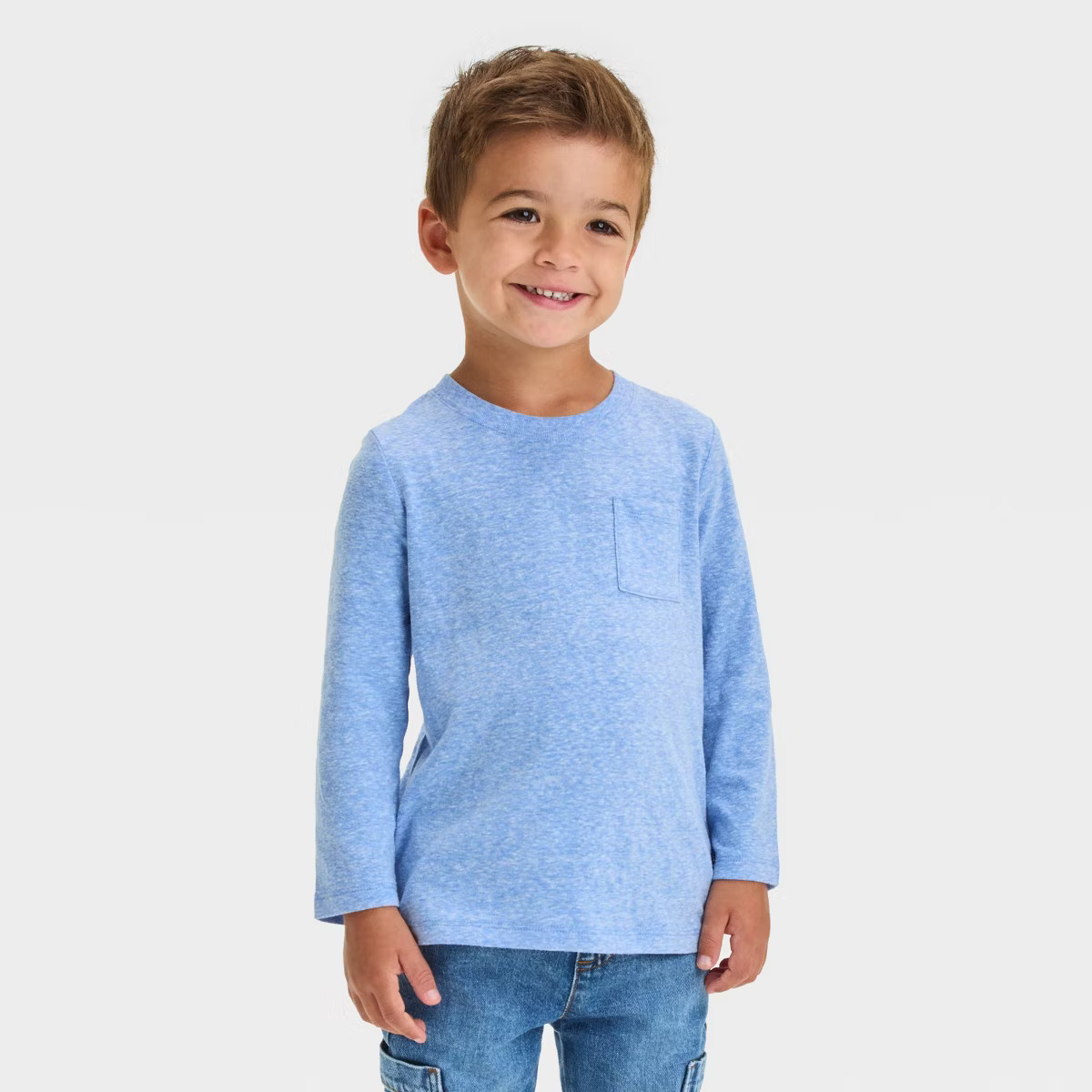 Toddler Boys' Long Sleeve Jersey Pocket T-Shirt - Cat & Jack™ | Target