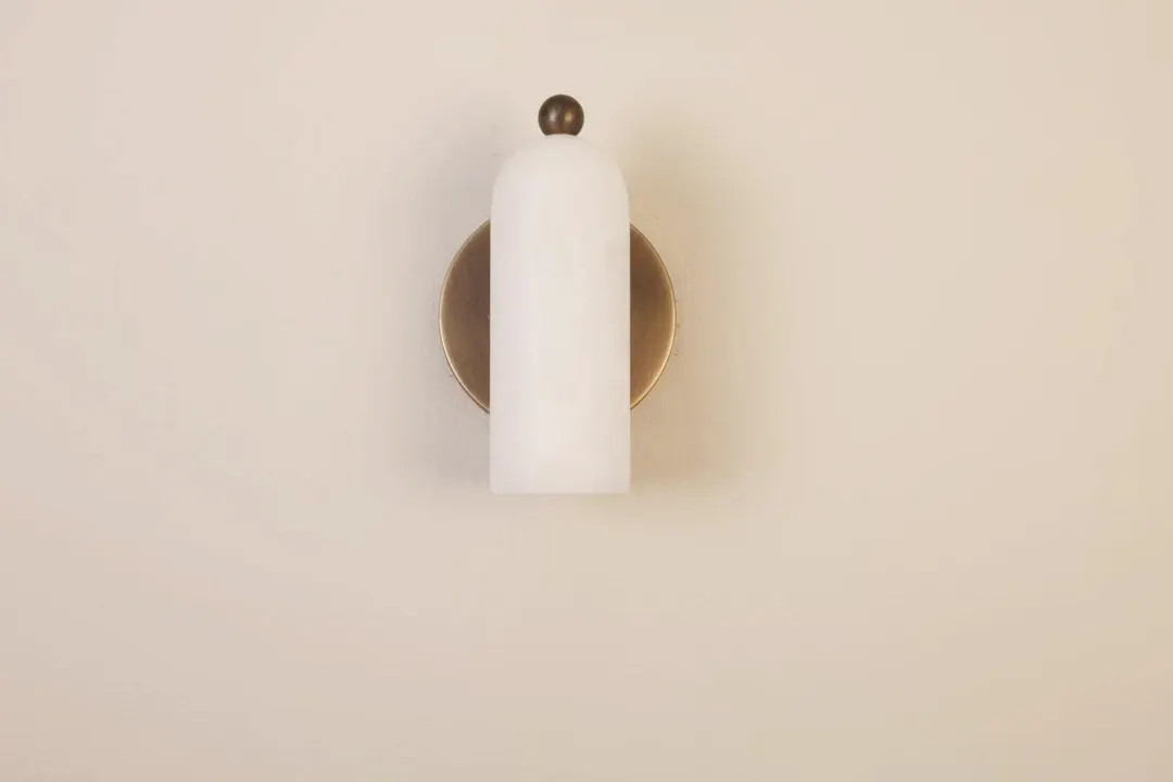 Alabaster Wall Sconce--Mid Century Aged Brass--Solid Brass Wall Sconce light | Etsy (US)