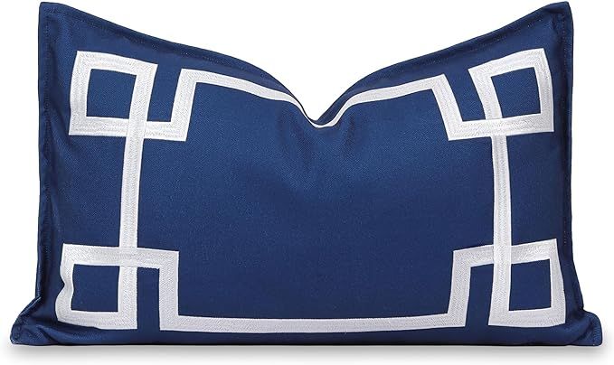 Hofdeco Premium Coastal Patio Indoor Outdoor Lumbar Pillow Cover Only, 12"x20" Water Repellent fo... | Amazon (US)