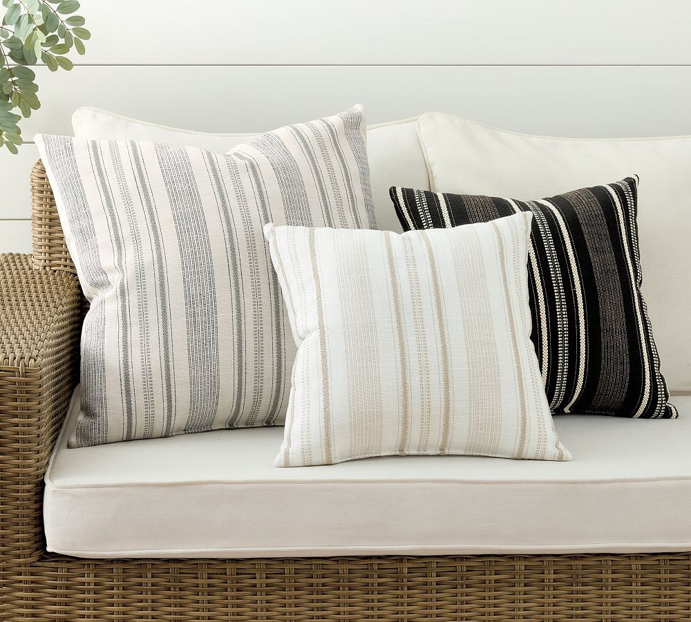 Celine Striped Outdoor Performance Pillow | Pottery Barn (US)