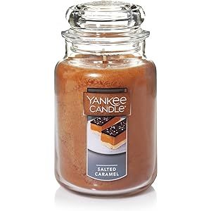 Yankee Candle Salted Caramel Scented, Classic 22oz Large Jar Single Wick Candle, Over 110 Hours o... | Amazon (US)