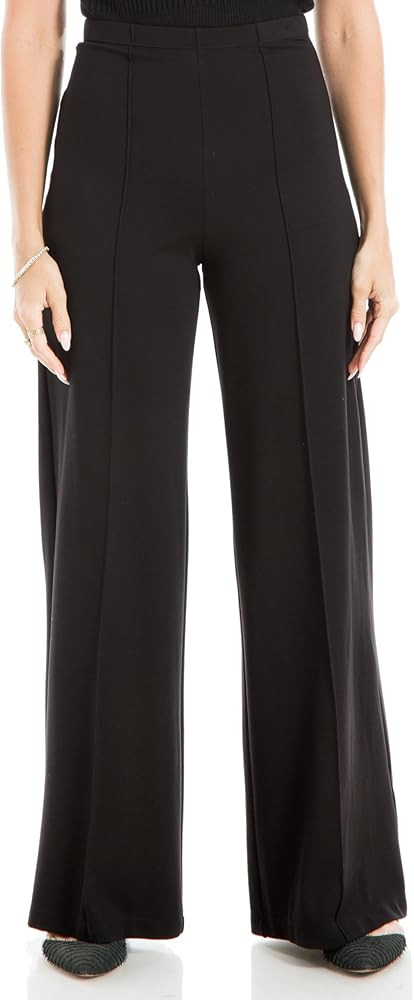 Max Studio Women's High Waist Dressy Wide Leg Ponte Pant with Elastic Waistband | Amazon (US)