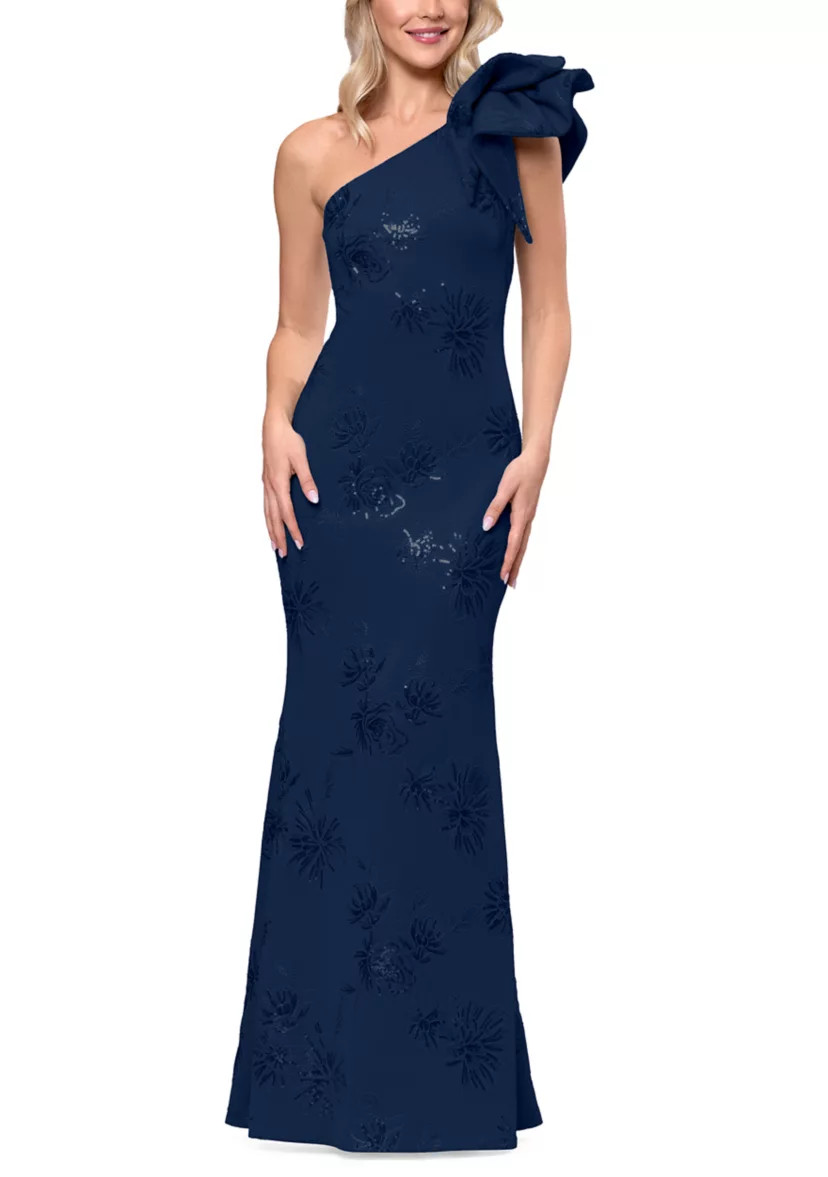 Women's One Shoulder Floral Sequin Gown | Belk