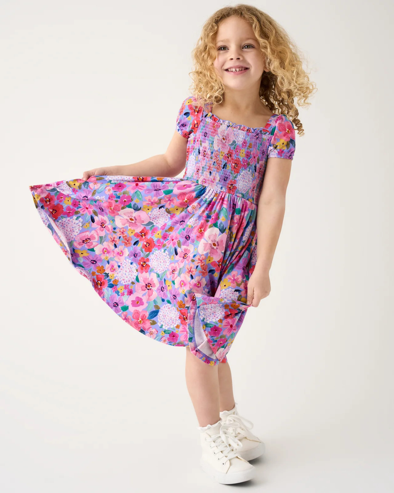 Sweet Sprigs Puff Sleeve Smocked Dress | Little Sleepies