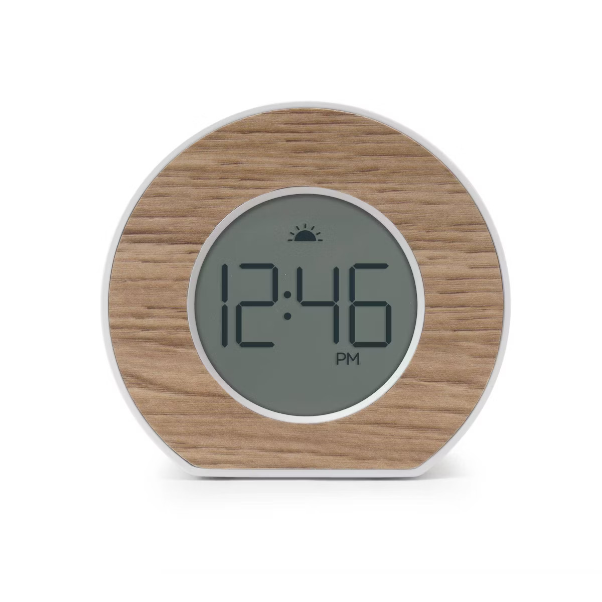 Wood Toc Round Alarm Table Clock - Capello: Modern Bedside & Kids, LCD Display, Snooze Function | Target
