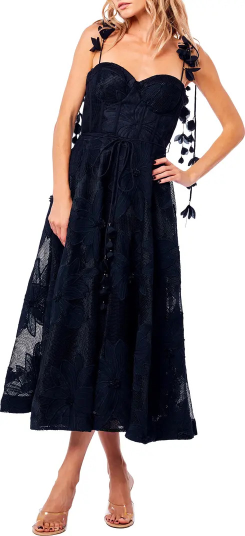 Emilia Bustier Lace Midi Cocktail Dress | Nordstrom