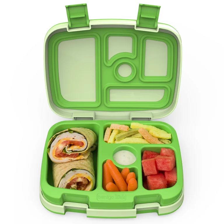 Bentgo Leak-Proof 5-Compartment Bento-Style Lunch Box, Kids, Green | Walmart (US)