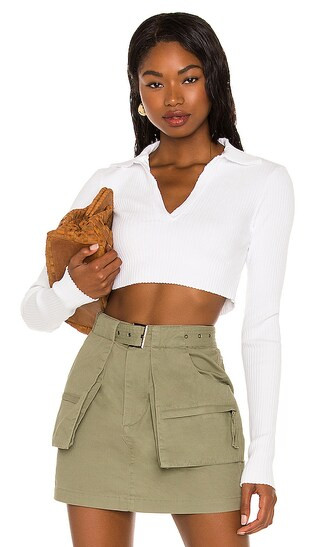 x REVOLVE Ibiza Cropped Polo Shirt in White | Revolve Clothing (Global)