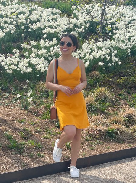 Target style finds! This orange flare dress is perfect for summer and petite friendly! Plus these sneakers by Cariuma are sustainable and so comfortable!

#LTKSeasonal #LTKstyletip #LTKshoecrush