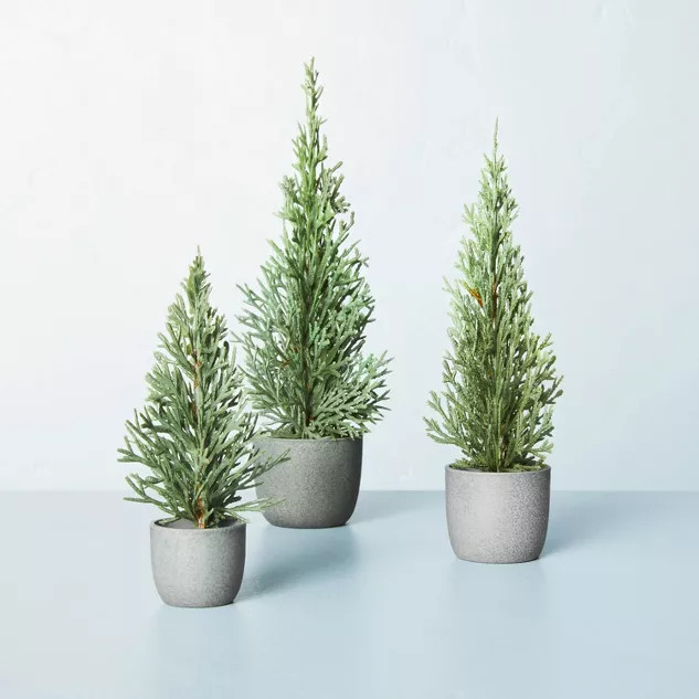 3pk Mini Potted Faux Cedar Tree Set - Hearth & Hand™ with Magnolia | Target