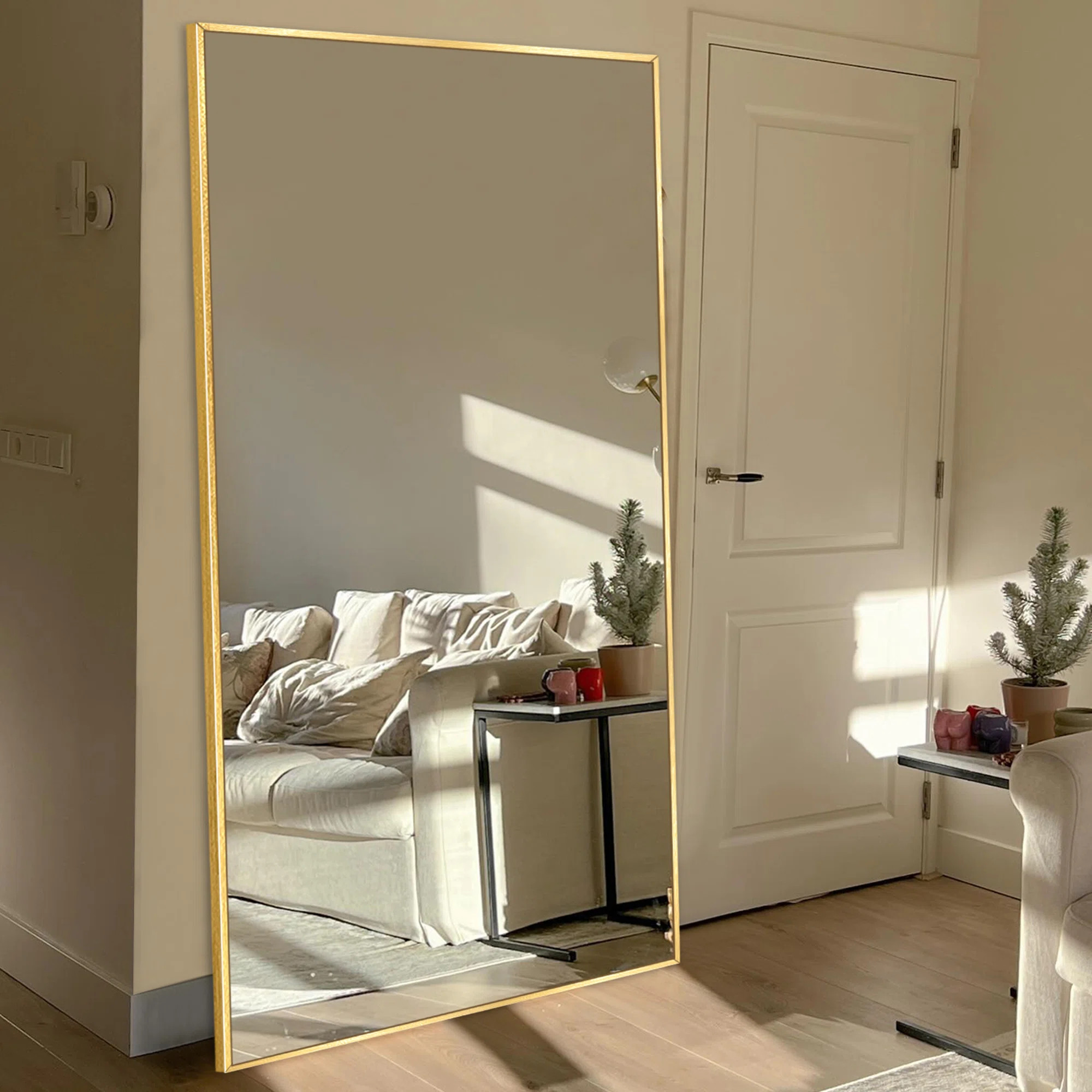 Vertell Oversize Rectangle Full Length Mirror Metal Mirror for GYM/ Bedroom with Stand | Wayfair North America