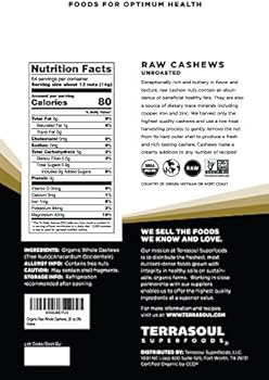 Terrasoul Superfoods Organic Raw Whole Cashews, 32 oz./2lb | Amazon (US)