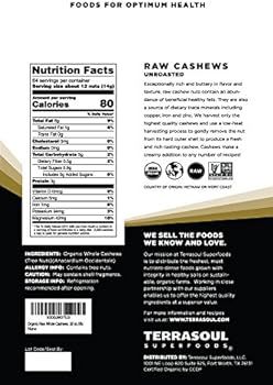 Terrasoul Superfoods Organic Raw Whole Cashews, 32 oz./2lb | Amazon (US)