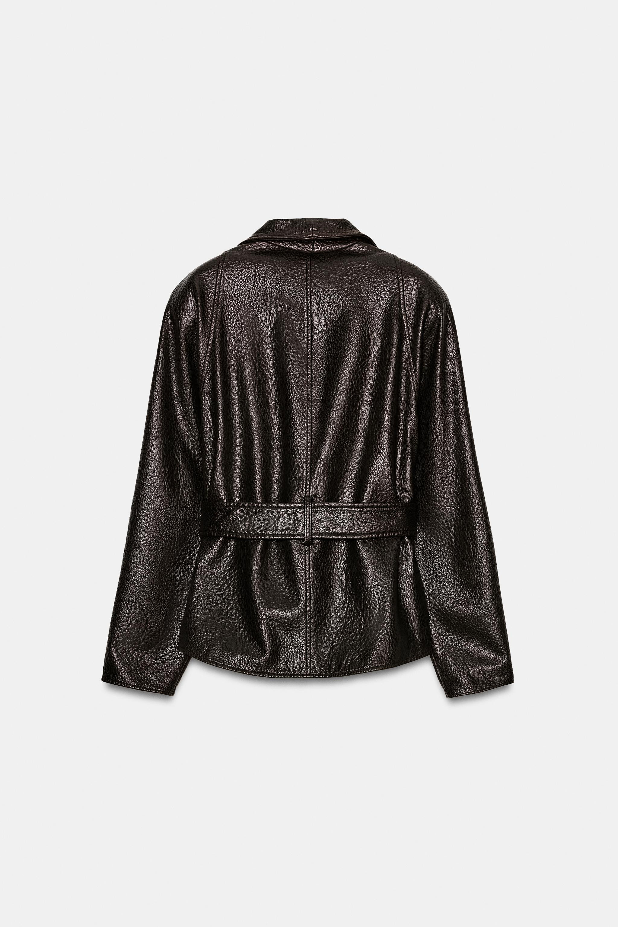 LEATHER EFFECT BELTED JACKET ZW COLLECTION | Zara UK