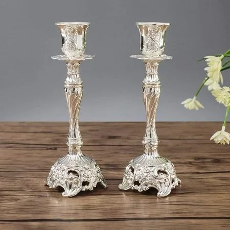FACI2 Candlesticks Candlesticks Candelabra in Silver Metal Vintage Decoration Candle Holder Wedding  | Walmart (US)