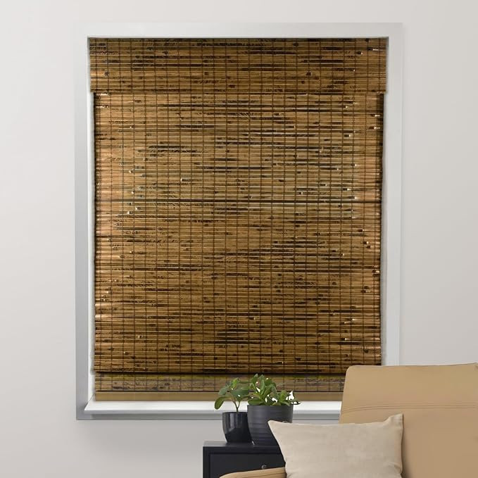 ARLO BLINDS Sheer Bamboo Roman Shades with Valance - Java Deep, 22" W x 60" H - Light Filtering C... | Amazon (US)