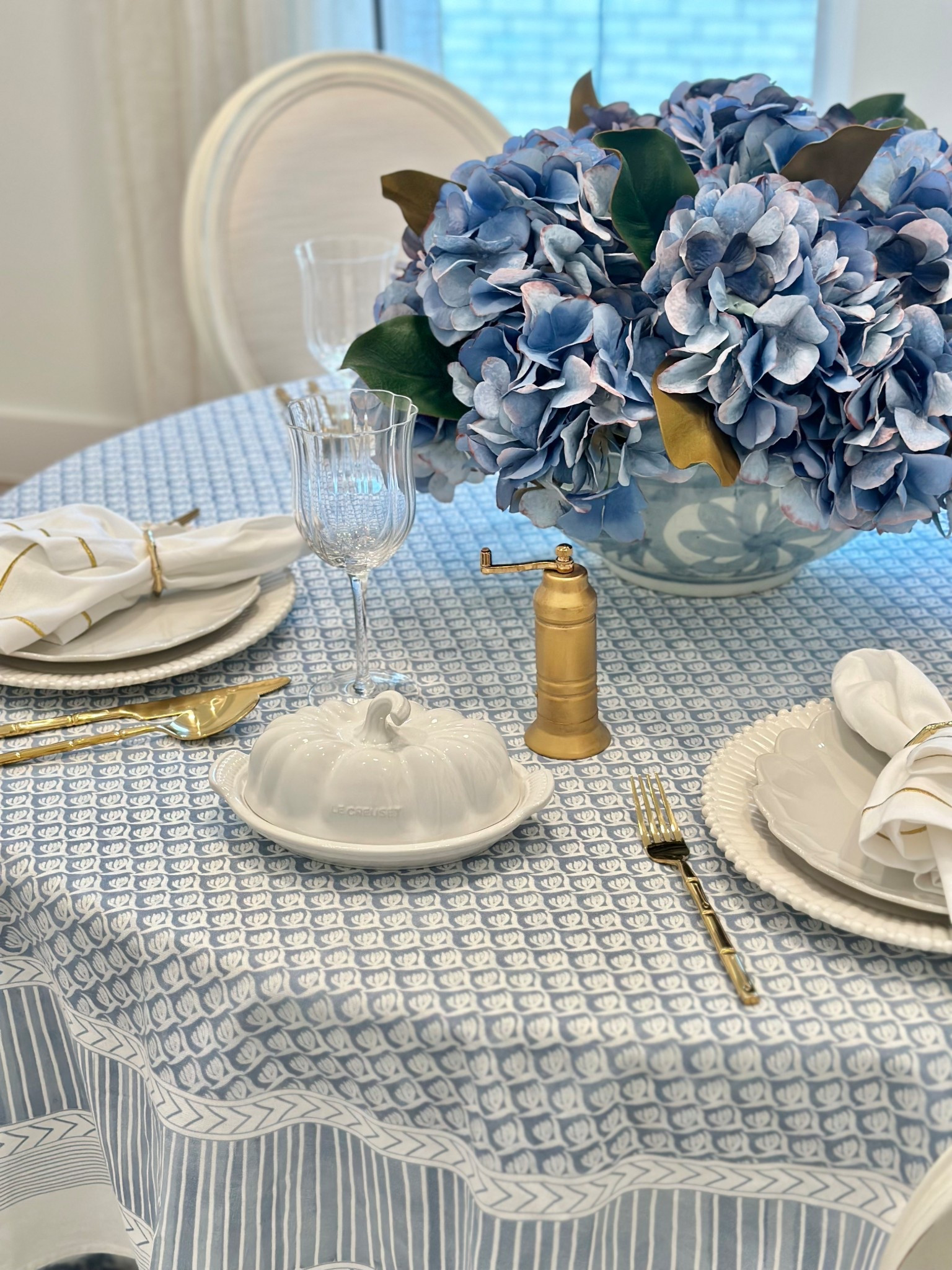 Fall hosting 🍂✨ round dining tablescape blue hydrangeas white scalloped plates 

#LTKFindsUnder50 #LTKSaleAlert #LTKHome
