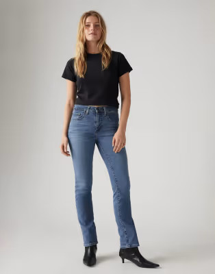 Levi's - 724 - Rechte western jeans met hoge taille in blauw | ASOS (Global)