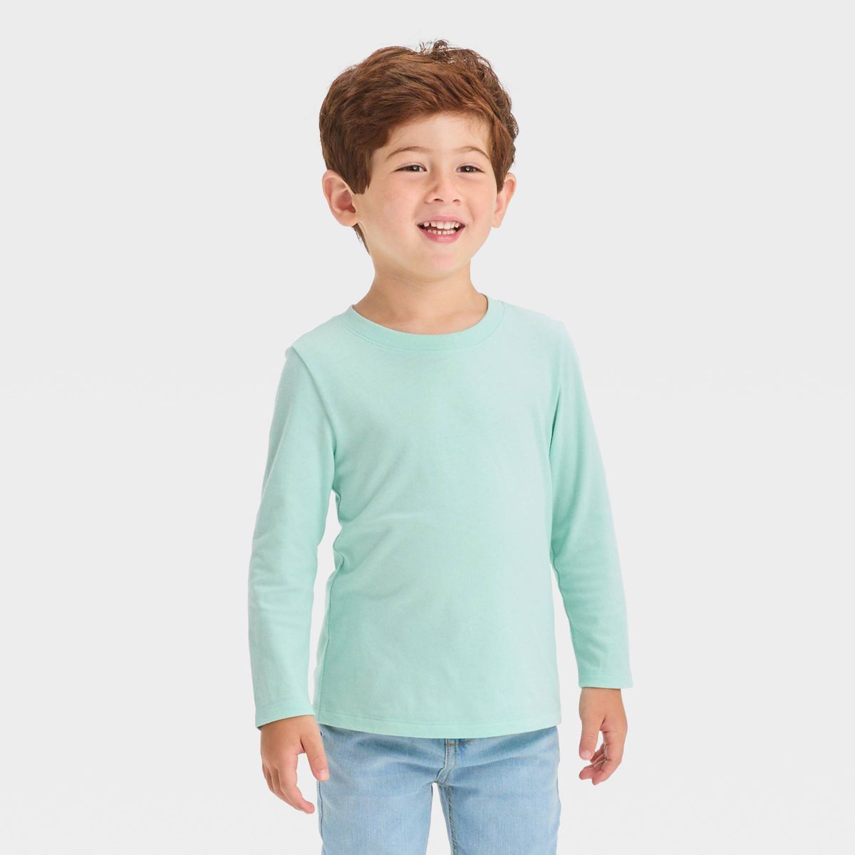Toddler Boys' Long Sleeve Solid T-Shirt - Cat & Jack™ Green 3T | Target