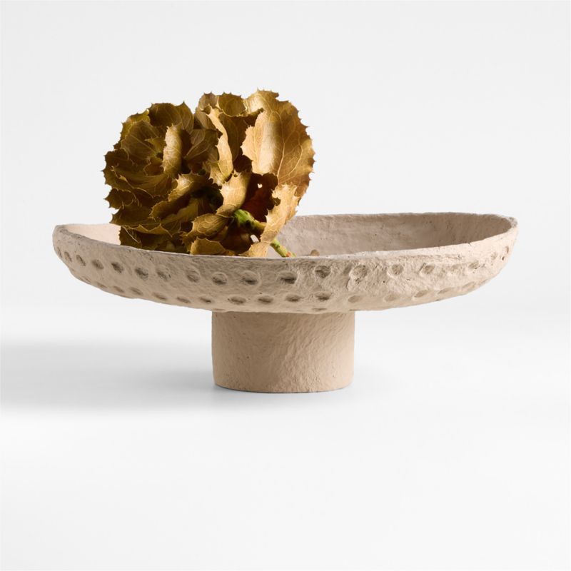 Oaxaca Taupe Cotton Mache Centerpiece Bowl | Crate & Barrel | Crate & Barrel