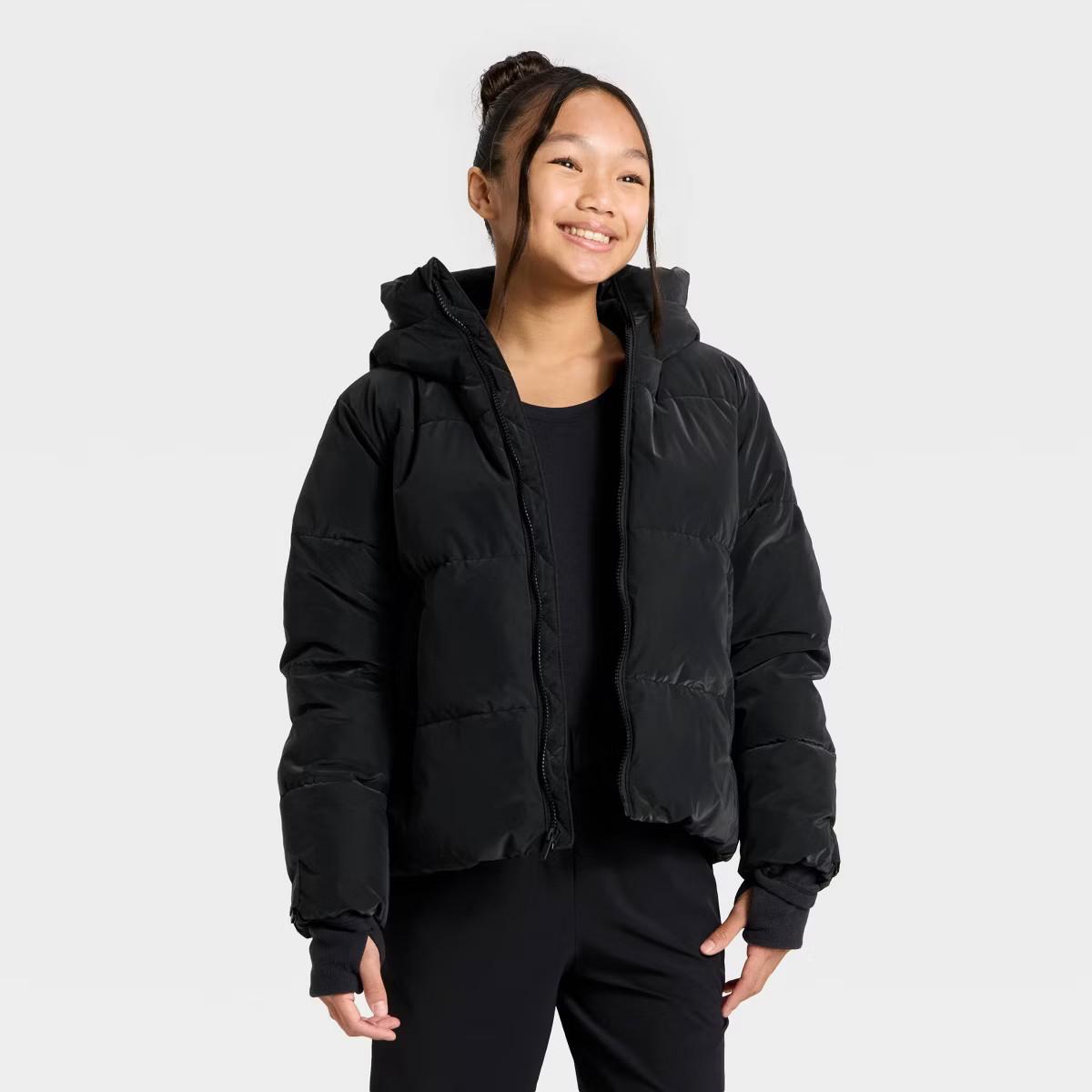 Girls' Puffer Jacket - All In Motion™ Black M | Target