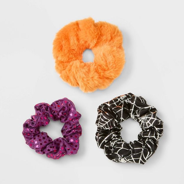 Halloween Faux Fur Hair Twister Set 3pc - Orange/Pink/Black | Target
