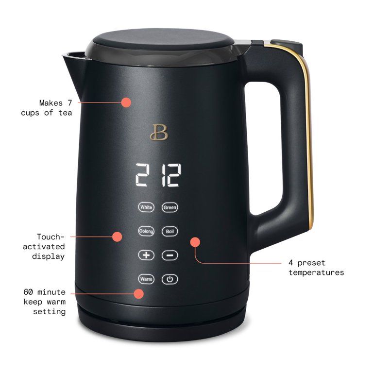 Beautiful 1.7L One-Touch Electric Kettle, Black Sesame by Drew Barrymore | Walmart (US)